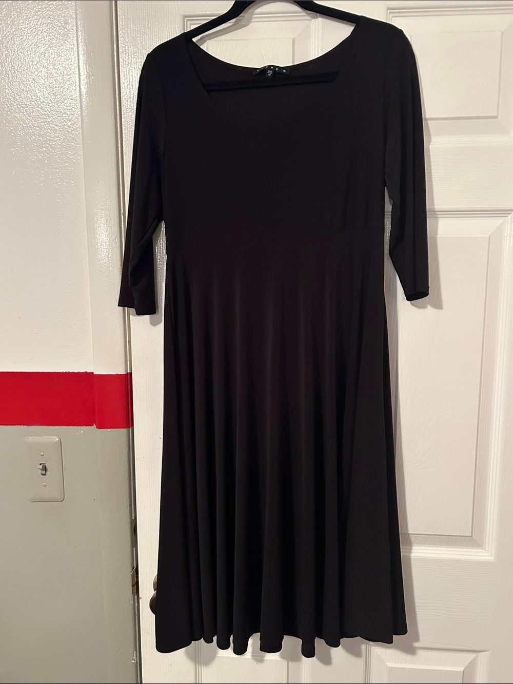 Tiana B. Black 3/4 Long Sleeve Flared Midi Dress